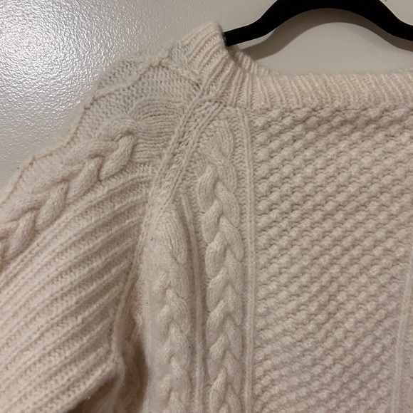 Handmade Women’s Fishermen Wool Chunky Knit Cream Off White Sweater Large - Picture 2 of 4
